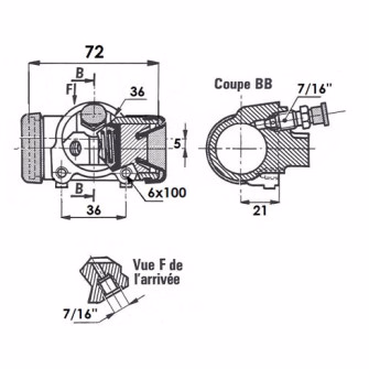 Cylindre de roue 1"1/8 (28.57mm) Simca Aronde P60 (AVG), Peugeot 403, 404 (ARG) 2
