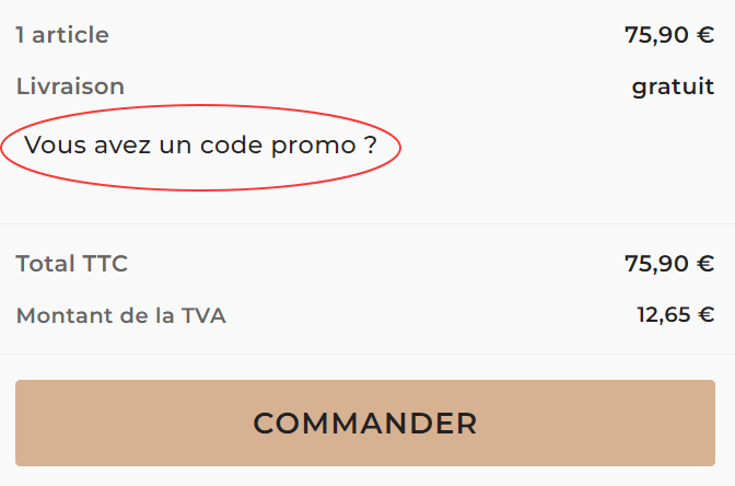 Panier code promo
